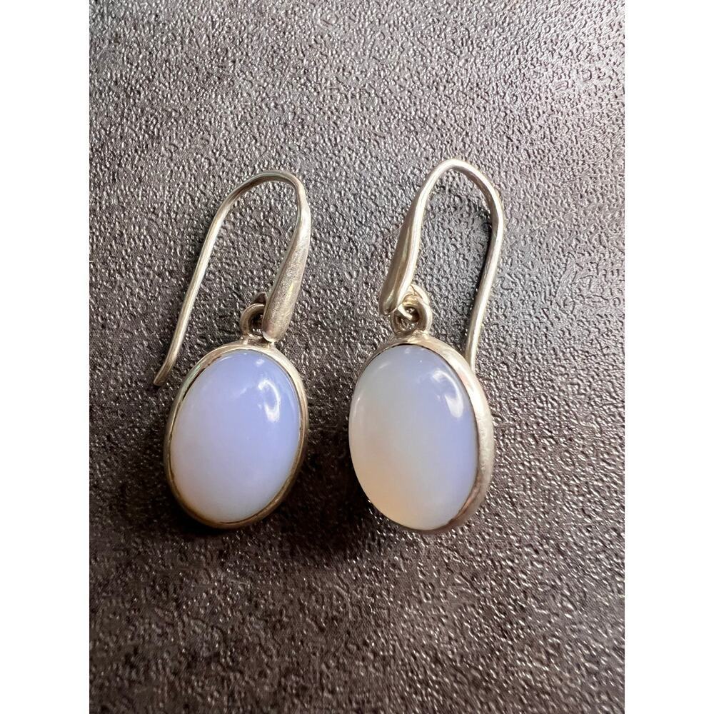 NEW Blue chalcedony sterling silver drop earrings 4.85 grams